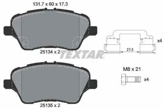 Bremsbelagsatz, Scheibenbremse TEXTAR 2513402 Bild Bremsbelagsatz, Scheibenbremse TEXTAR 2513402