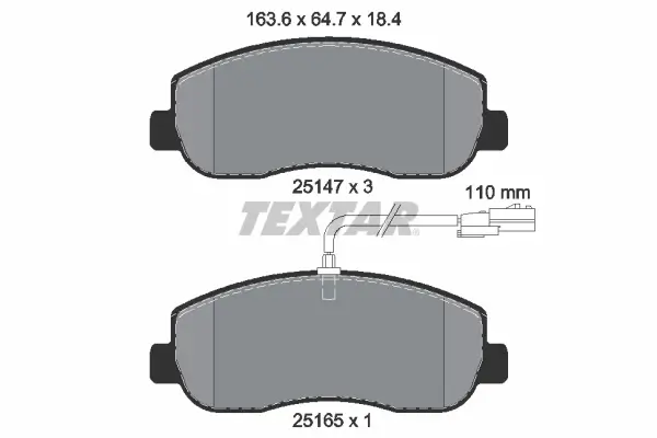 Bremsbelagsatz, Scheibenbremse Vorderachse TEXTAR 2514701
