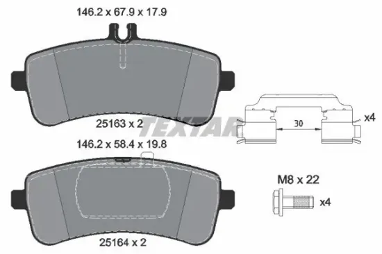 Bremsbelagsatz, Scheibenbremse TEXTAR 2516301 Bild Bremsbelagsatz, Scheibenbremse TEXTAR 2516301