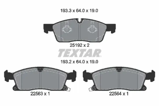 Bremsbelagsatz, Scheibenbremse Vorderachse TEXTAR 2519209 Bild Bremsbelagsatz, Scheibenbremse Vorderachse TEXTAR 2519209