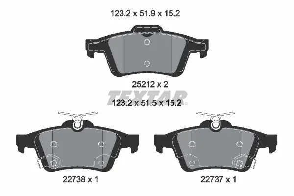 Bremsbelagsatz, Scheibenbremse Hinterachse TEXTAR 2521204