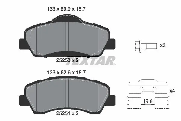 Bremsbelagsatz, Scheibenbremse TEXTAR 2525001 Bild Bremsbelagsatz, Scheibenbremse TEXTAR 2525001