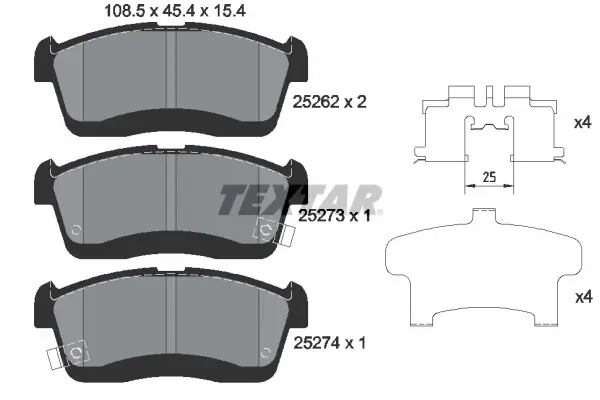 Bremsbelagsatz, Scheibenbremse Vorderachse TEXTAR 2526201