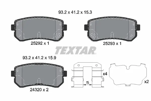 Bremsbelagsatz, Scheibenbremse Hinterachse TEXTAR 2529201