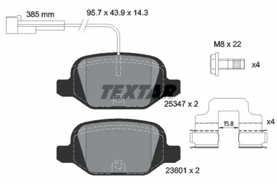 Bremsbelagsatz, Scheibenbremse Hinterachse TEXTAR 2534701 Bild Bremsbelagsatz, Scheibenbremse Hinterachse TEXTAR 2534701