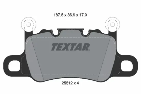 Bremsbelagsatz, Scheibenbremse Hinterachse TEXTAR 2551201 Bild Bremsbelagsatz, Scheibenbremse Hinterachse TEXTAR 2551201