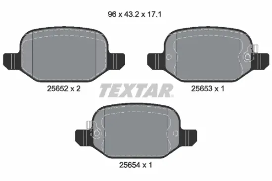 Bremsbelagsatz, Scheibenbremse Hinterachse TEXTAR 2565201 Bild Bremsbelagsatz, Scheibenbremse Hinterachse TEXTAR 2565201