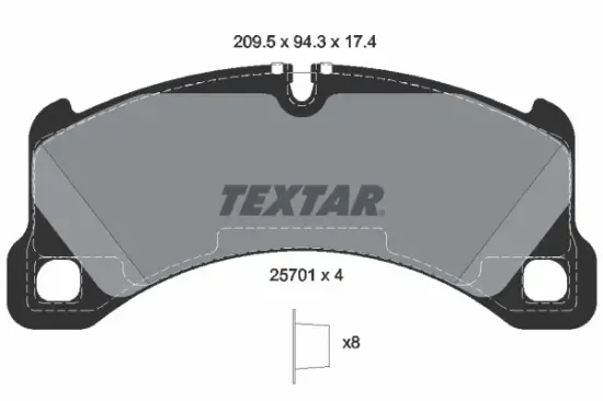 Bremsbelagsatz, Scheibenbremse Vorderachse TEXTAR 2570101 Bild Bremsbelagsatz, Scheibenbremse Vorderachse TEXTAR 2570101