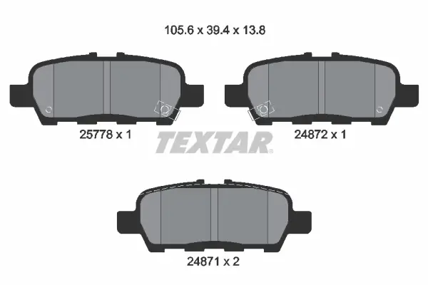 Bremsbelagsatz, Scheibenbremse Hinterachse TEXTAR 2577801