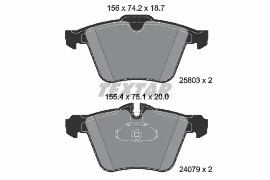 Bremsbelagsatz, Scheibenbremse Vorderachse TEXTAR 2580301 Bild Bremsbelagsatz, Scheibenbremse Vorderachse TEXTAR 2580301
