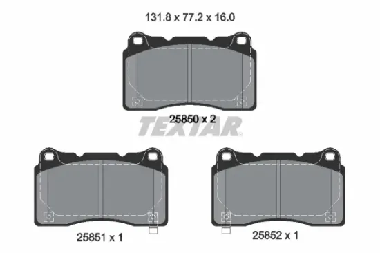 Bremsbelagsatz, Scheibenbremse Vorderachse TEXTAR 2585001 Bild Bremsbelagsatz, Scheibenbremse Vorderachse TEXTAR 2585001
