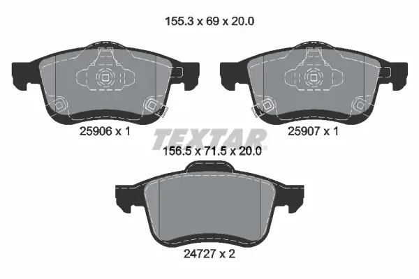 Bremsbelagsatz, Scheibenbremse Vorderachse TEXTAR 2590601