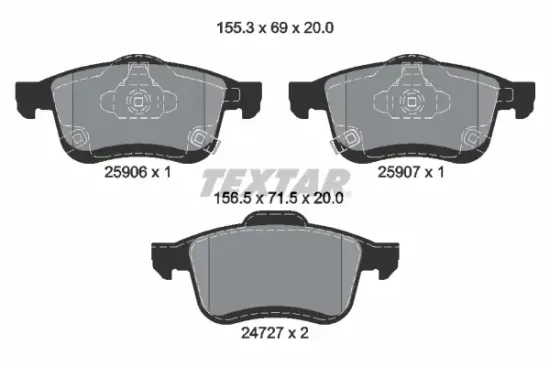 Bremsbelagsatz, Scheibenbremse Vorderachse TEXTAR 2590601 Bild Bremsbelagsatz, Scheibenbremse Vorderachse TEXTAR 2590601