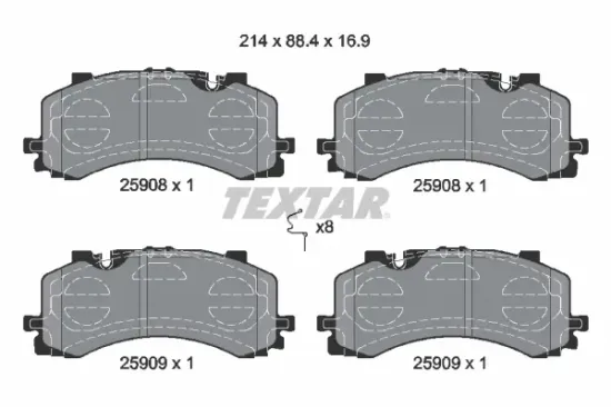 Bremsbelagsatz, Scheibenbremse Vorderachse TEXTAR 2590801 Bild Bremsbelagsatz, Scheibenbremse Vorderachse TEXTAR 2590801