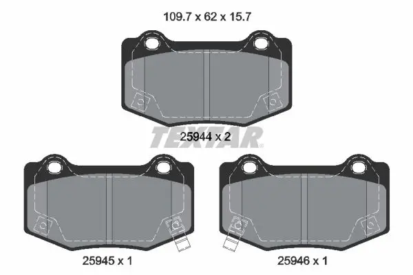 Bremsbelagsatz, Scheibenbremse Hinterachse TEXTAR 2594401