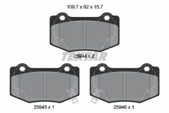 Bremsbelagsatz, Scheibenbremse Hinterachse TEXTAR 2594401 Bild Bremsbelagsatz, Scheibenbremse Hinterachse TEXTAR 2594401