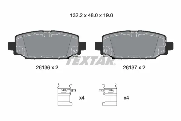 Bremsbelagsatz, Scheibenbremse Hinterachse TEXTAR 2613601