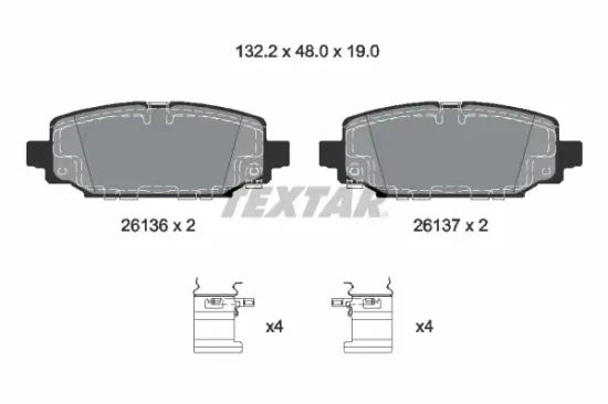 Bremsbelagsatz, Scheibenbremse Hinterachse TEXTAR 2613601 Bild Bremsbelagsatz, Scheibenbremse Hinterachse TEXTAR 2613601
