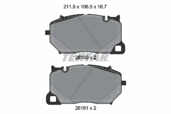 Bremsbelagsatz, Scheibenbremse Vorderachse TEXTAR 2616001 Bild Bremsbelagsatz, Scheibenbremse Vorderachse TEXTAR 2616001
