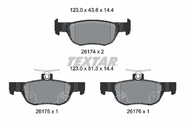 Bremsbelagsatz, Scheibenbremse Hinterachse TEXTAR 2617401