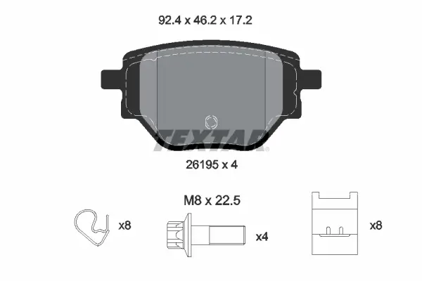 Bremsbelagsatz, Scheibenbremse Hinterachse TEXTAR 2619501