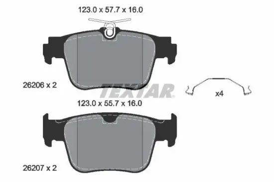 Bremsbelagsatz, Scheibenbremse TEXTAR 2620601 Bild Bremsbelagsatz, Scheibenbremse TEXTAR 2620601