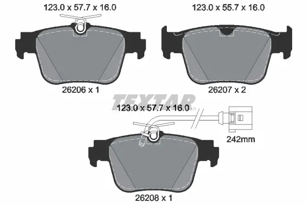 Bremsbelagsatz, Scheibenbremse Hinterachse TEXTAR 2620603