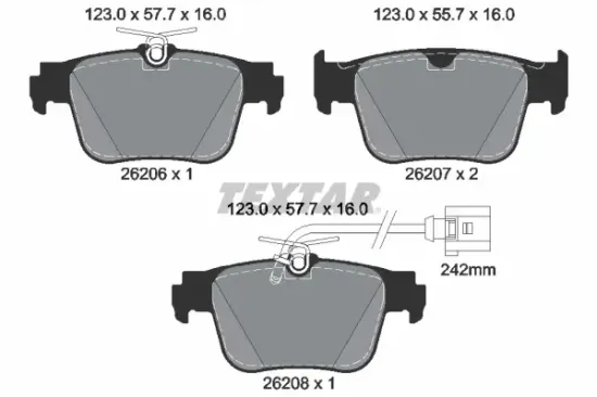 Bremsbelagsatz, Scheibenbremse Hinterachse TEXTAR 2620603 Bild Bremsbelagsatz, Scheibenbremse Hinterachse TEXTAR 2620603