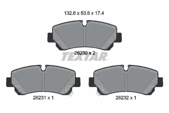 Bremsbelagsatz, Scheibenbremse Hinterachse TEXTAR 2623001 Bild Bremsbelagsatz, Scheibenbremse Hinterachse TEXTAR 2623001