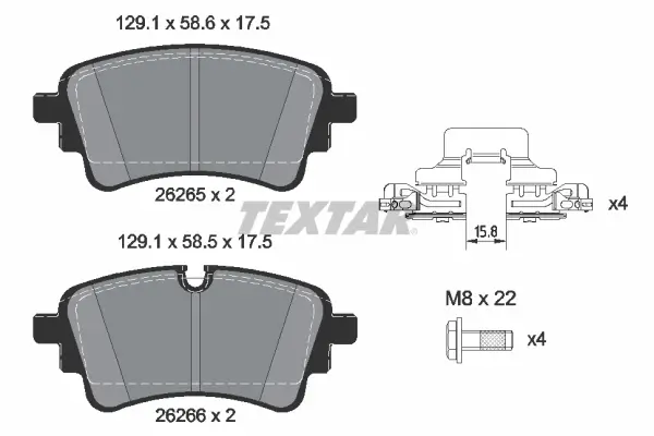 Bremsbelagsatz, Scheibenbremse Hinterachse TEXTAR 2626503