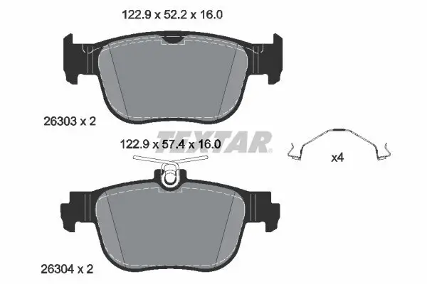 Bremsbelagsatz, Scheibenbremse TEXTAR 2630301 Bild Bremsbelagsatz, Scheibenbremse TEXTAR 2630301