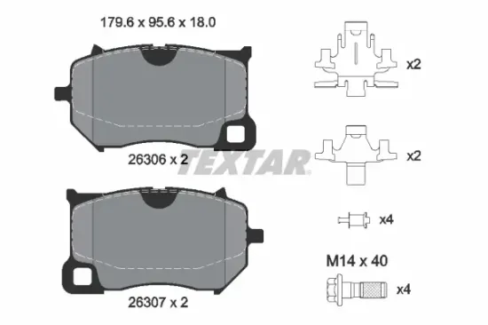 Bremsbelagsatz, Scheibenbremse Vorderachse TEXTAR 2630601 Bild Bremsbelagsatz, Scheibenbremse Vorderachse TEXTAR 2630601