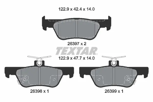 Bremsbelagsatz, Scheibenbremse Hinterachse TEXTAR 2639701