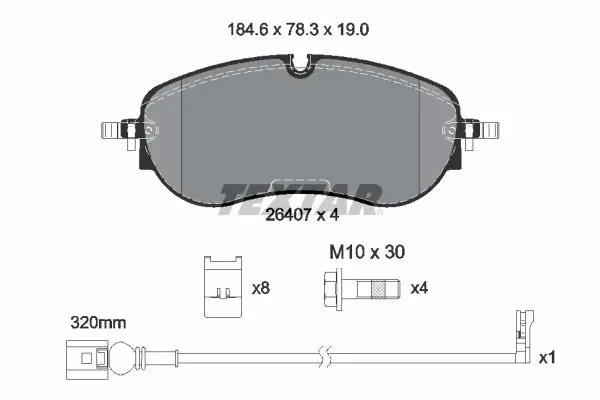 Bremsbelagsatz, Scheibenbremse Vorderachse TEXTAR 2640701