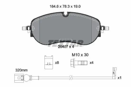Bremsbelagsatz, Scheibenbremse Vorderachse TEXTAR 2640701 Bild Bremsbelagsatz, Scheibenbremse Vorderachse TEXTAR 2640701