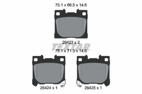 Bremsbelagsatz, Scheibenbremse Hinterachse TEXTAR 2642301 Bild Bremsbelagsatz, Scheibenbremse Hinterachse TEXTAR 2642301