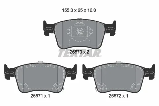 Bremsbelagsatz, Scheibenbremse Vorderachse TEXTAR 2657001 Bild Bremsbelagsatz, Scheibenbremse Vorderachse TEXTAR 2657001