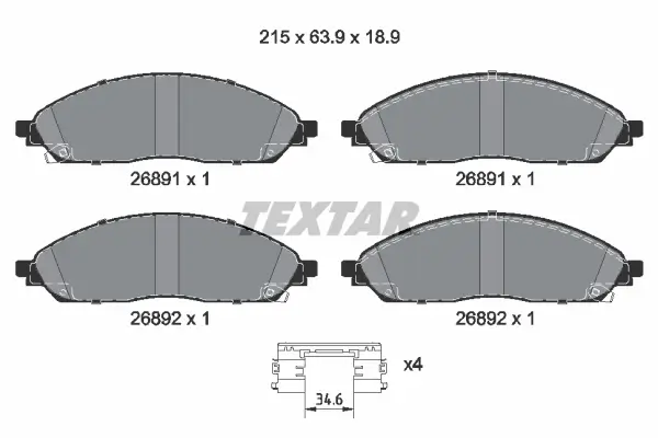 Bremsbelagsatz, Scheibenbremse Vorderachse TEXTAR 2689101