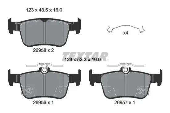 Bremsbelagsatz, Scheibenbremse Hinterachse TEXTAR 2695801 Bild Bremsbelagsatz, Scheibenbremse Hinterachse TEXTAR 2695801