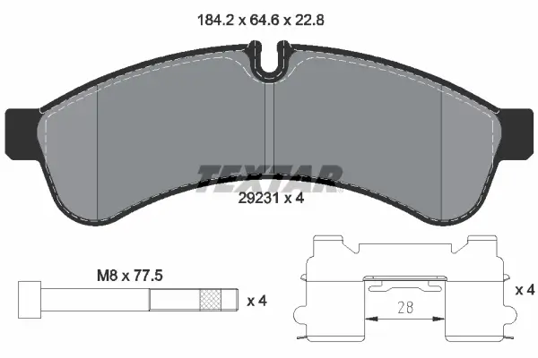 Bremsbelagsatz, Scheibenbremse Hinterachse TEXTAR 2923101