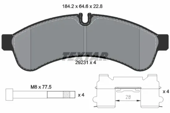 Bremsbelagsatz, Scheibenbremse Hinterachse TEXTAR 2923101 Bild Bremsbelagsatz, Scheibenbremse Hinterachse TEXTAR 2923101