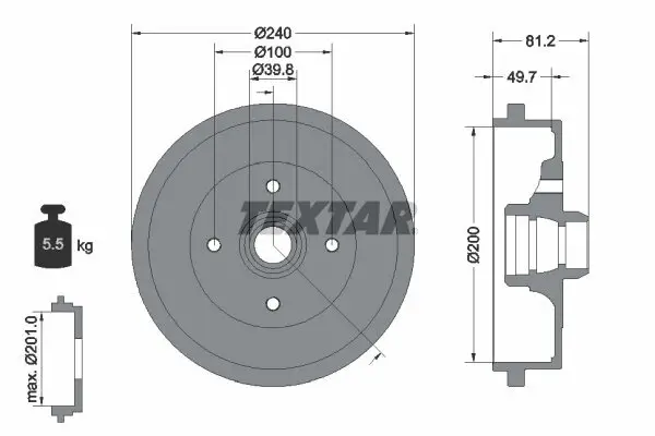 Bremstrommel TEXTAR 94006700