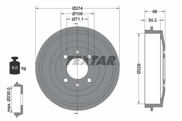 Bremstrommel Hinterachse TEXTAR 94010300