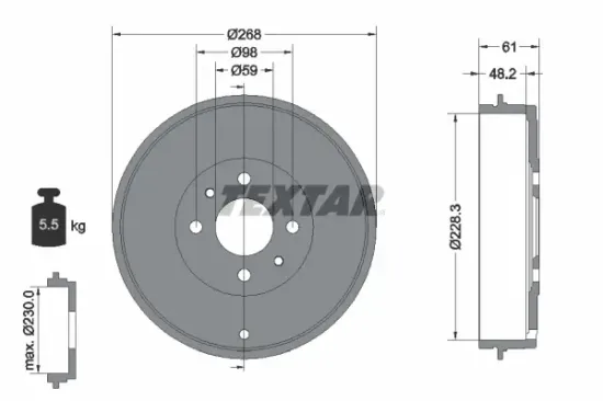 Bremstrommel Hinterachse TEXTAR 94014000 Bild Bremstrommel Hinterachse TEXTAR 94014000