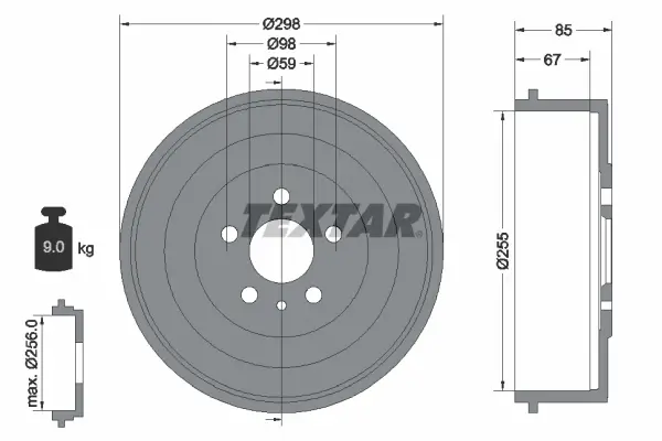 Bremstrommel Hinterachse TEXTAR 94015000