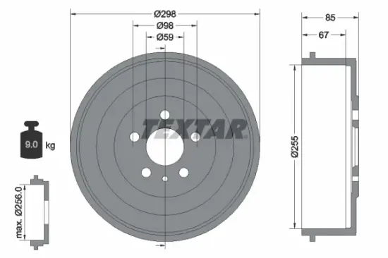 Bremstrommel Hinterachse TEXTAR 94015000 Bild Bremstrommel Hinterachse TEXTAR 94015000