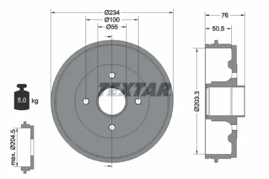 Bremstrommel Hinterachse TEXTAR 94017000 Bild Bremstrommel Hinterachse TEXTAR 94017000
