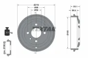 Bremstrommel Hinterachse TEXTAR 94020000