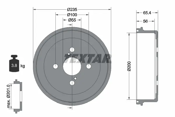 Bremstrommel Hinterachse TEXTAR 94021200