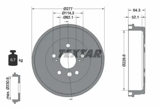 Bremstrommel TEXTAR 94022200 Bild Bremstrommel TEXTAR 94022200